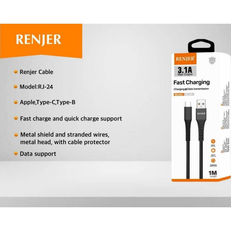 کابل تبدیل USB به USB-C رنجر مدل RJ24 طول 1 متر