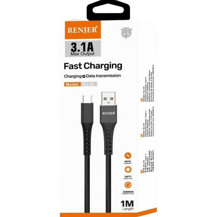 کابل تبدیل USB به USB-C رنجر مدل RJ24 طول 1 متر